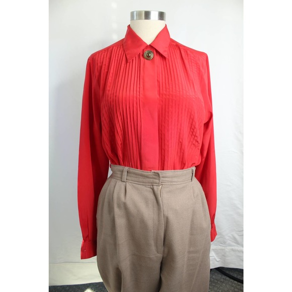 Vintage 80s/90s Penbrooke Lane Pin-tucked Button-down Shirt - Picture 3 of 12